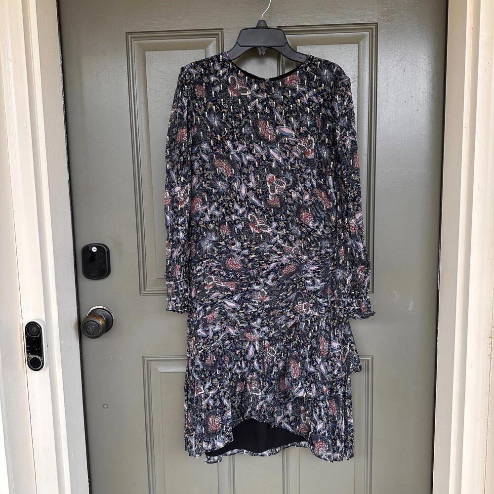 Shoshanna Viscose Metallic Accent Round Neck Dress 8